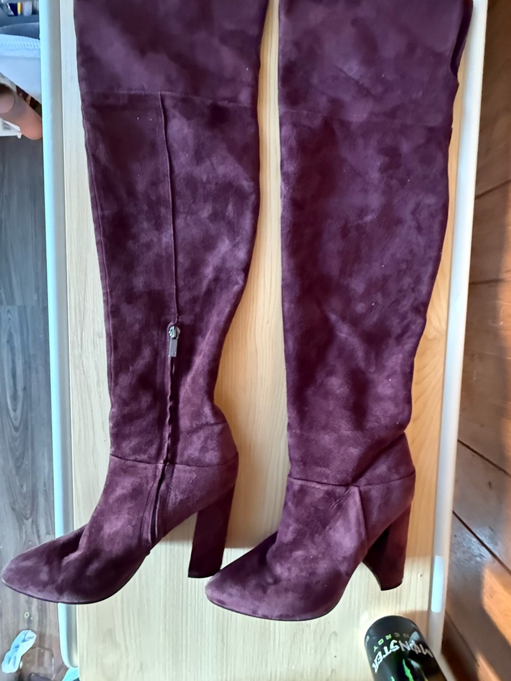 Marc Fisher LTD Burgundy Suede Over-the-Knee Heeled Boots Size 6